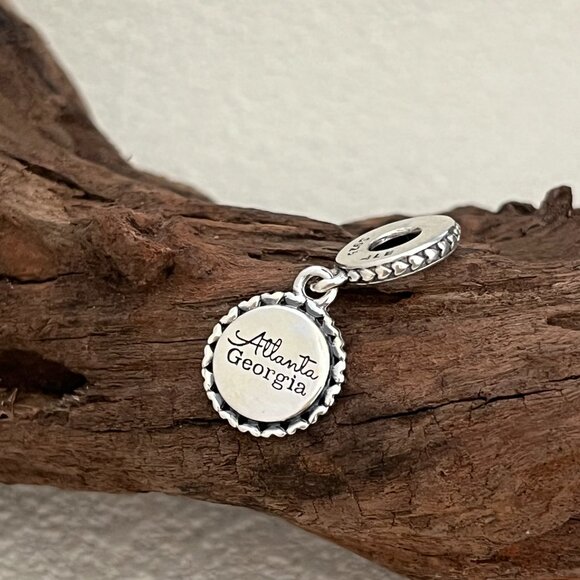 Pandora Atlanta Georgia Peach enamel crafts S925 Silver Dangle Charm - Picture 3 of 3